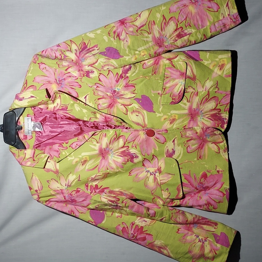 Susan Graver Style 1 button women's‎ blazer floral pattern size 14